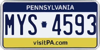 PA license plate MYS4593