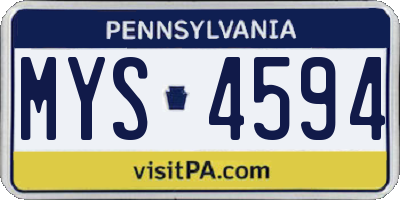 PA license plate MYS4594