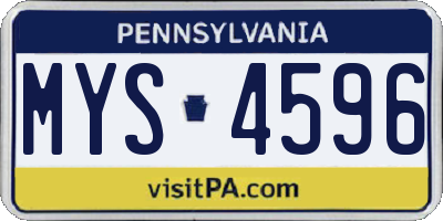 PA license plate MYS4596