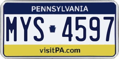 PA license plate MYS4597