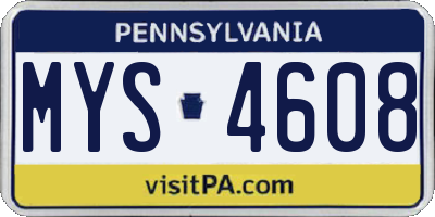 PA license plate MYS4608