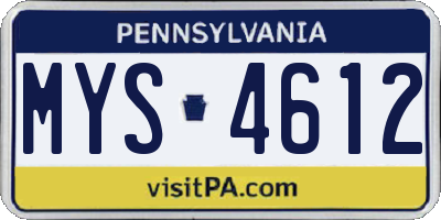 PA license plate MYS4612