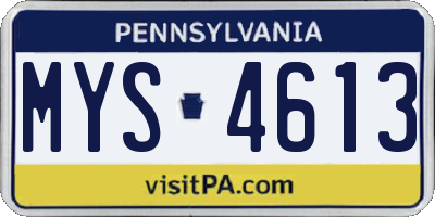 PA license plate MYS4613