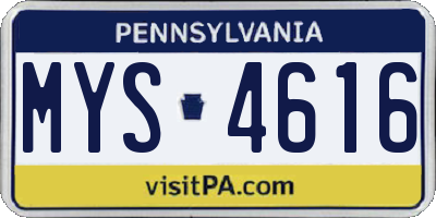 PA license plate MYS4616