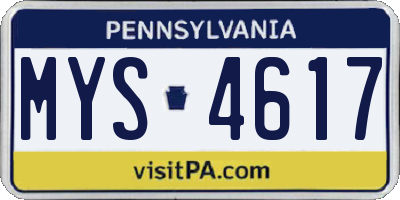 PA license plate MYS4617