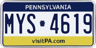 PA license plate MYS4619