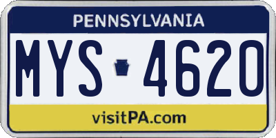 PA license plate MYS4620