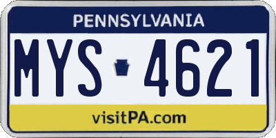 PA license plate MYS4621
