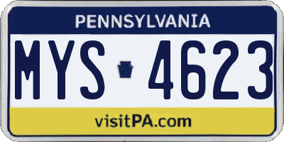 PA license plate MYS4623