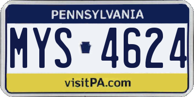PA license plate MYS4624