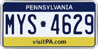 PA license plate MYS4629