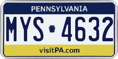 PA license plate MYS4632