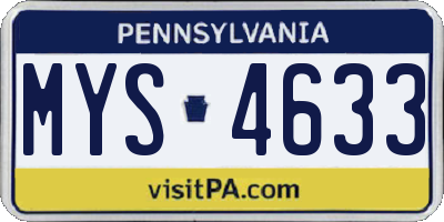 PA license plate MYS4633