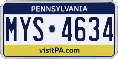 PA license plate MYS4634