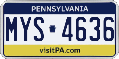 PA license plate MYS4636
