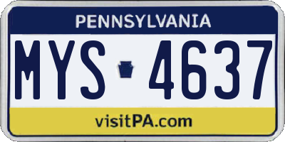 PA license plate MYS4637