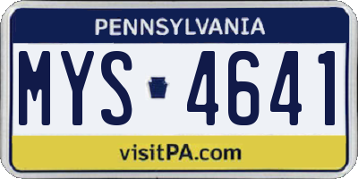 PA license plate MYS4641