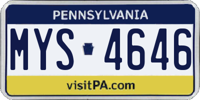 PA license plate MYS4646