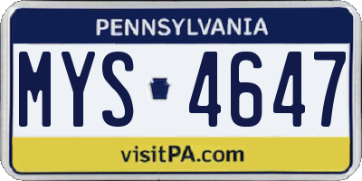 PA license plate MYS4647