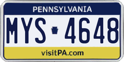 PA license plate MYS4648