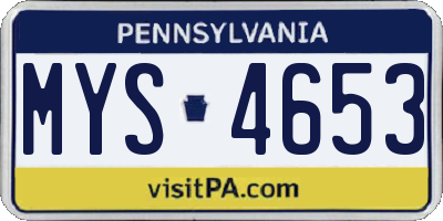PA license plate MYS4653