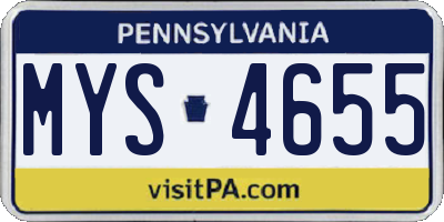 PA license plate MYS4655
