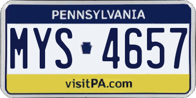 PA license plate MYS4657