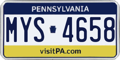 PA license plate MYS4658
