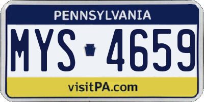 PA license plate MYS4659