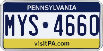 PA license plate MYS4660
