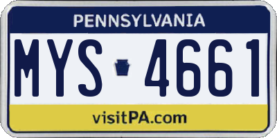 PA license plate MYS4661