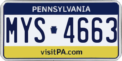 PA license plate MYS4663