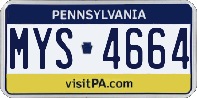 PA license plate MYS4664