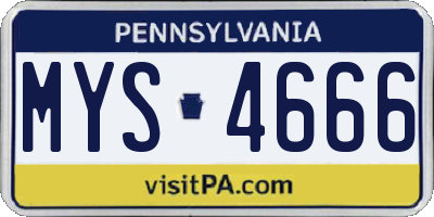 PA license plate MYS4666