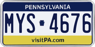 PA license plate MYS4676