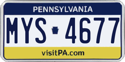 PA license plate MYS4677