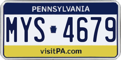 PA license plate MYS4679