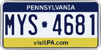 PA license plate MYS4681