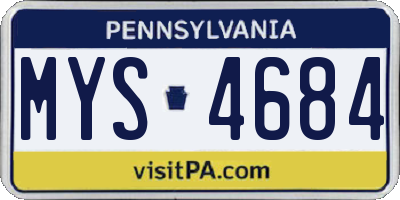 PA license plate MYS4684