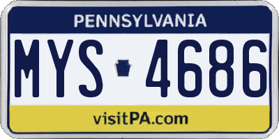 PA license plate MYS4686