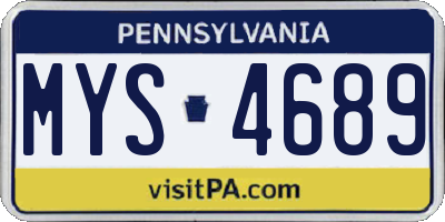 PA license plate MYS4689