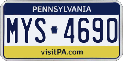 PA license plate MYS4690