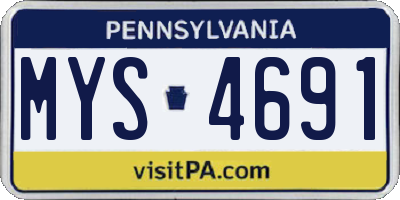 PA license plate MYS4691