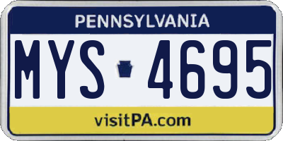 PA license plate MYS4695