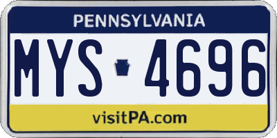 PA license plate MYS4696