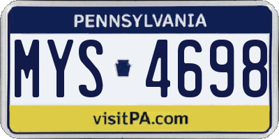 PA license plate MYS4698