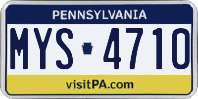 PA license plate MYS4710