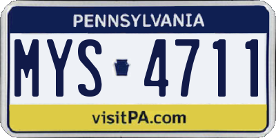 PA license plate MYS4711