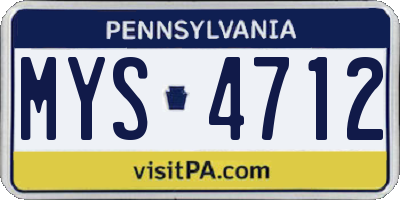 PA license plate MYS4712