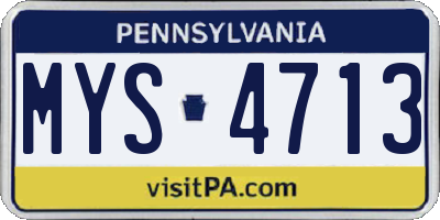 PA license plate MYS4713